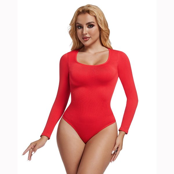 Shapewear bodysuit seamless ribbed square neck waist button-down - Image 6